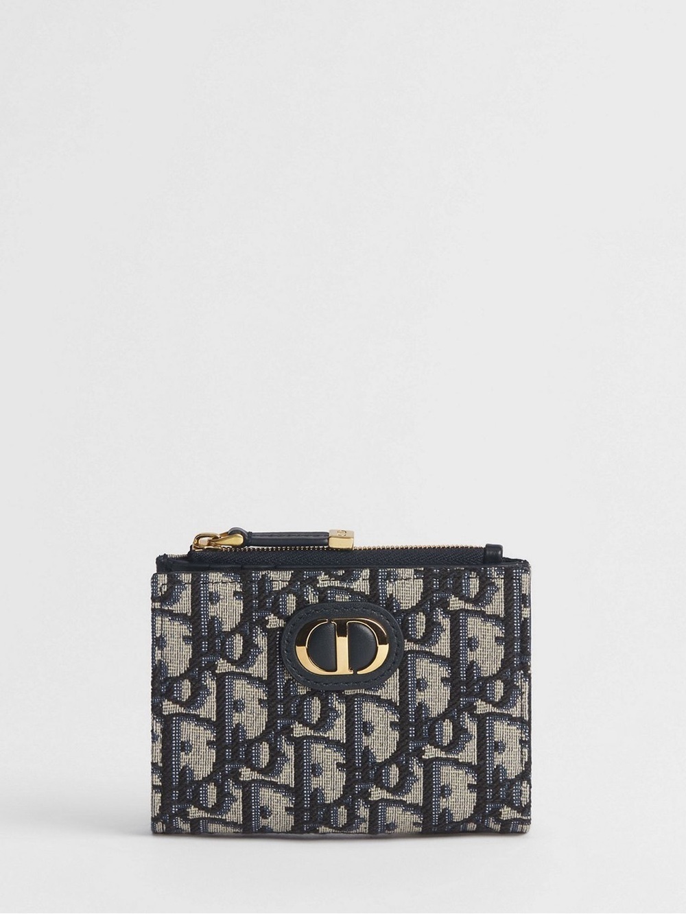 Dior 30 Montaigne Dahlia Card Holder Coin Pouch Blue Dior Oblique Jacquard